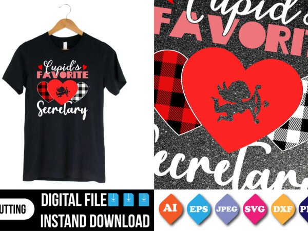 Cupid’s favorite secretary valentine’s day t-shirt print template