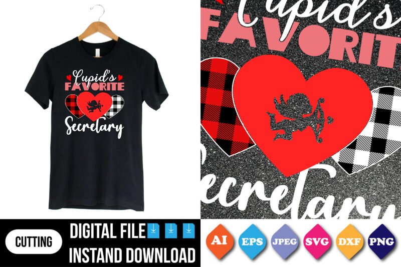 cupid’s favorite secretary valentine’s day t-shirt print template