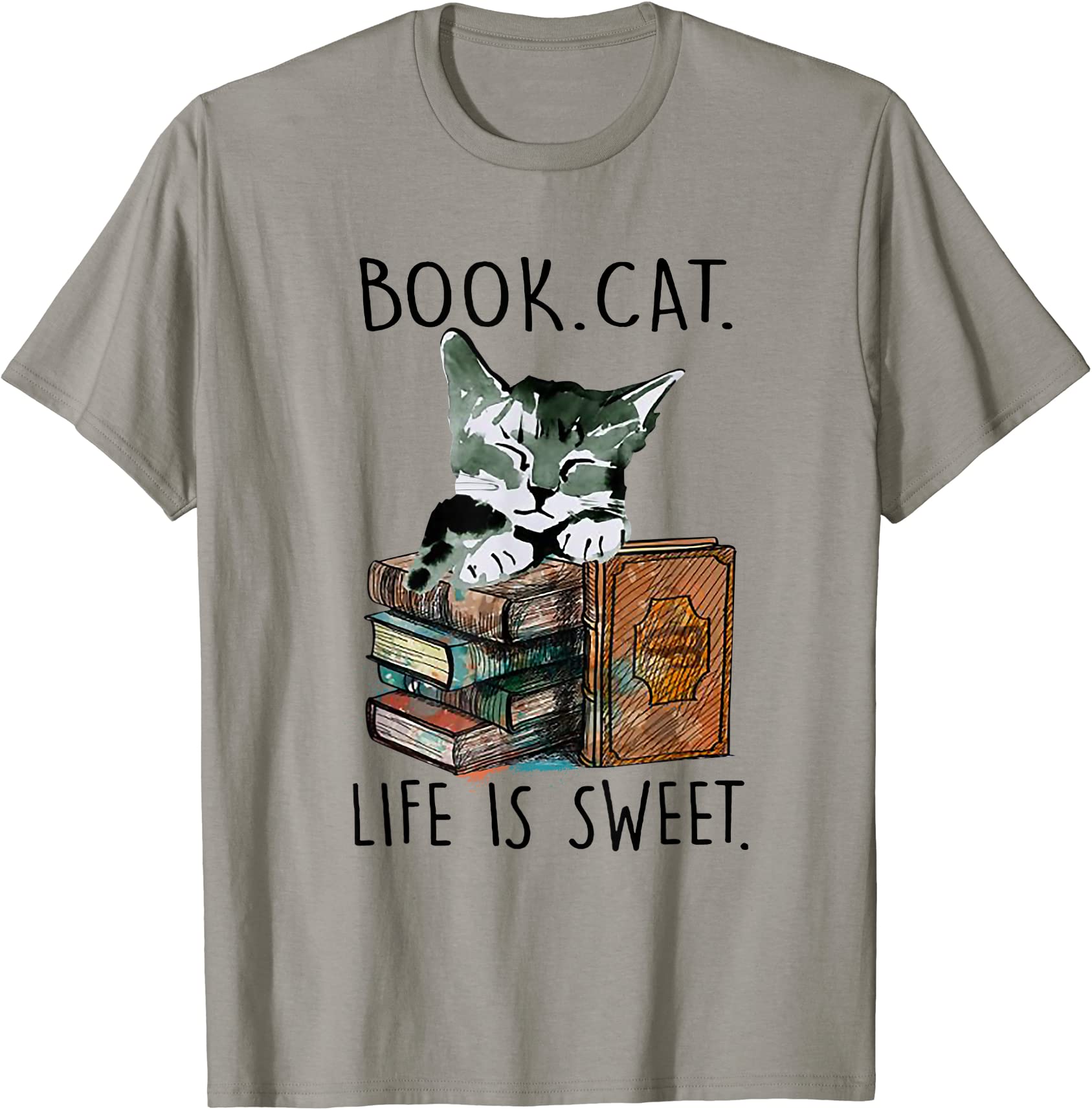 books cats life is sweet cat book lovers reading book t shirt men - Buy ...