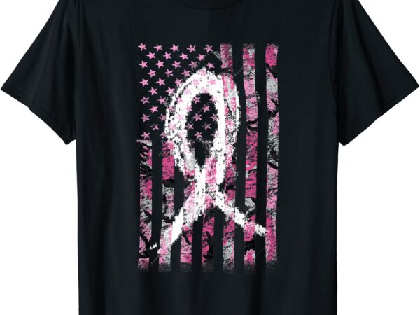 breast cancer awareness survivor camo pink flag white ribbon t shirt ...