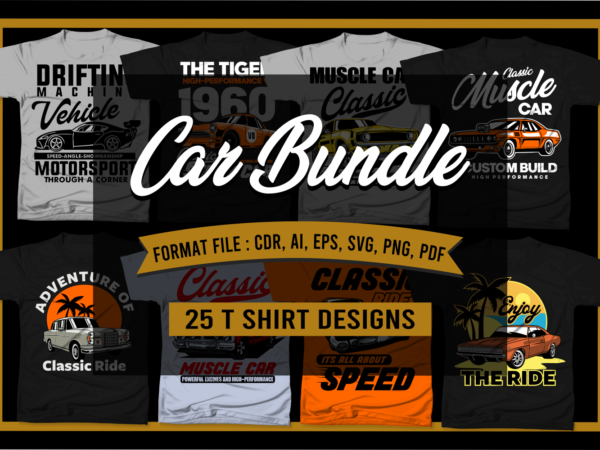 Classic car bundle t shirt vector file