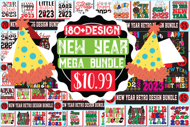 New year Mega bundle, New year SVG design bundle, SVG cut file, SVG design, New Year's 2023 Png, New Year Same Hot Mess Png, New Year's Sublimation Design, Retro New