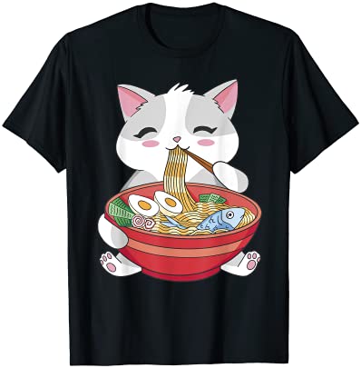 cat ramen japanese kawaii anime cute cats for daughter t shirt men ...