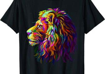 colorful lion head designpop art style t shirt men