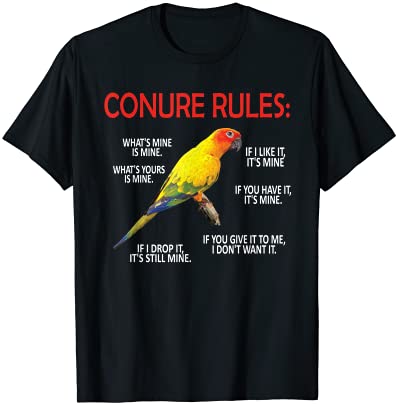 Conure rules conure owner bird sun conure parrot t shirt men