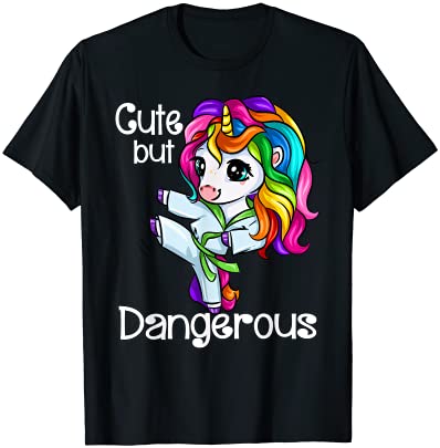 Cute but dangerous funny karate unicorn girl t shirt men