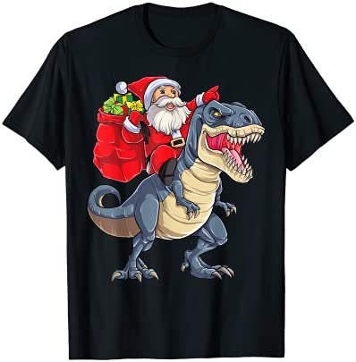 Dinosaur t rex christmas santa boys men girls xmas squad t shirt men