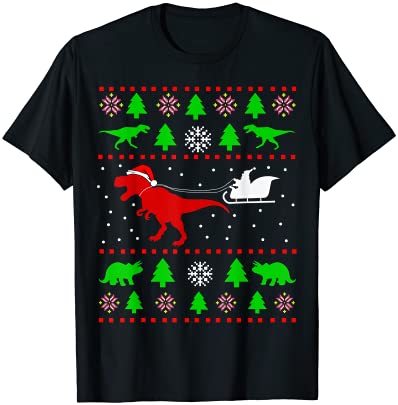 Dinosaur ugly christmas sweater t shirt for adults kids t shirt men