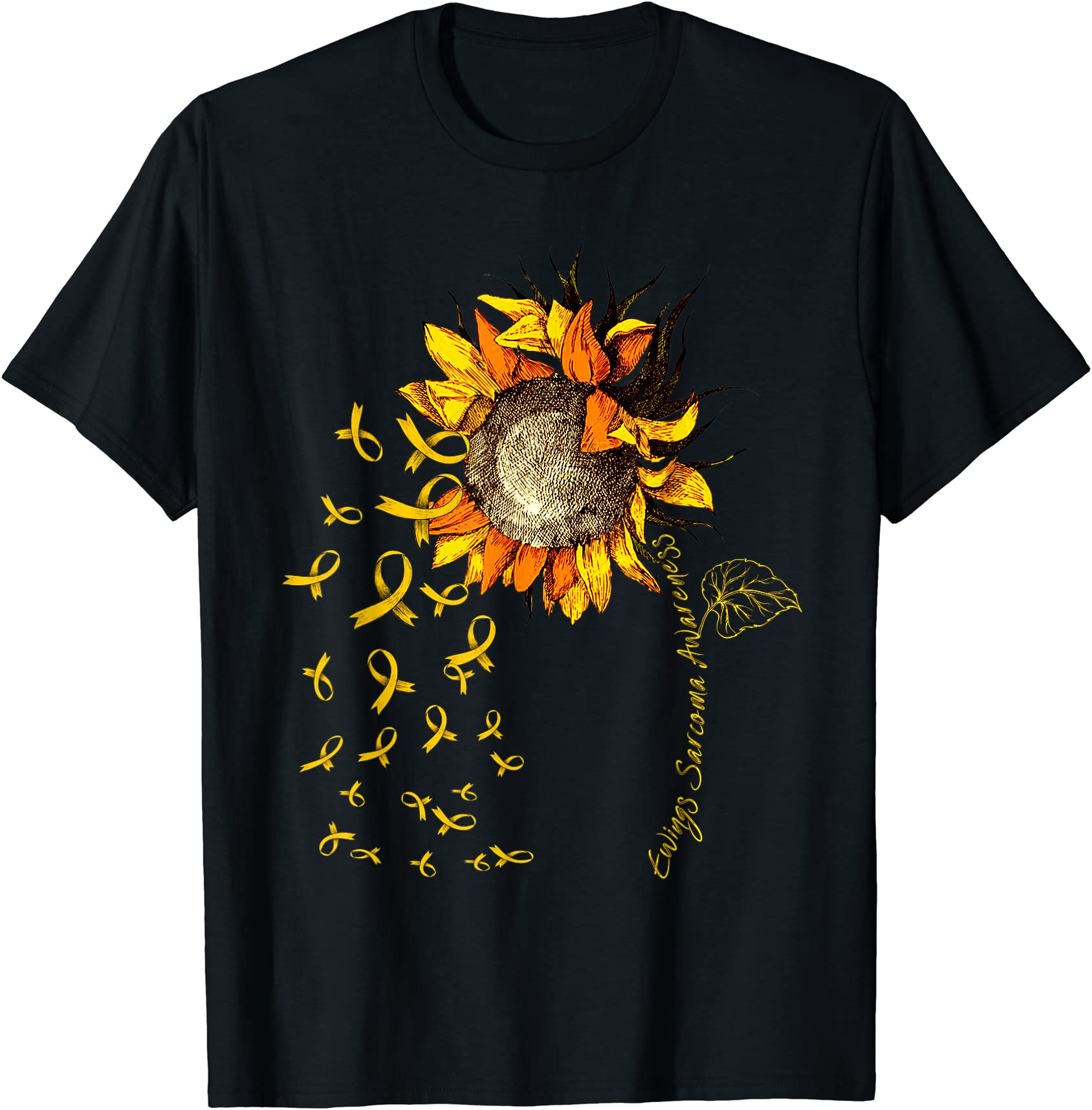 ewings sarcoma awareness sunflower yellow ribbon t shirt men - Buy t ...