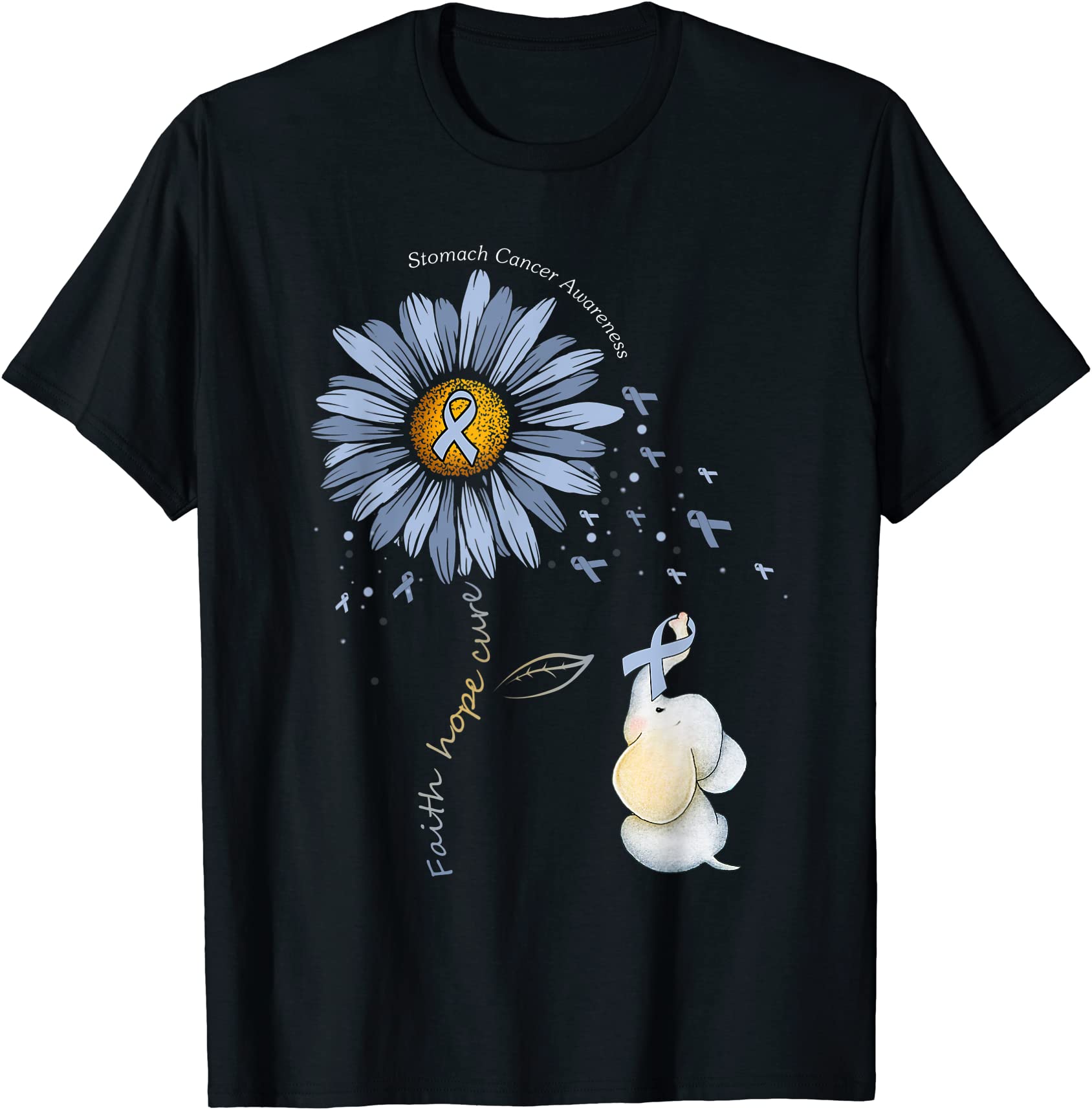 faith hope cure periwinkle daisy flower stomach cancer t shirt men ...