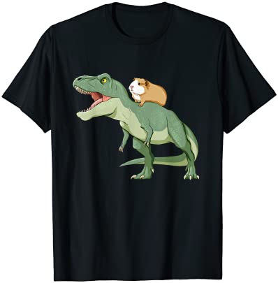 Funny guinea pig riding t rex dinosaur t shirt men