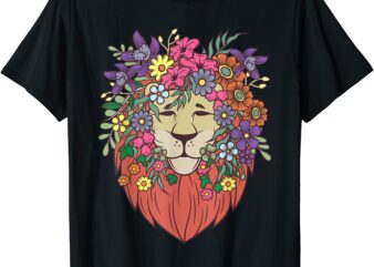 funny indie style lion flowers cute hipster outfit men women t shirt men