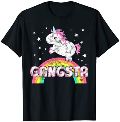 Funny ironic cool unicorn gangsta rap music festival t shirt men