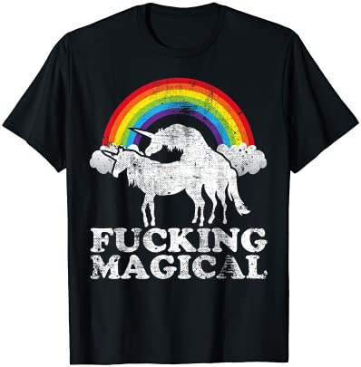 Funny unicorn sex fucking magical vintage retro rainbow t shirt men