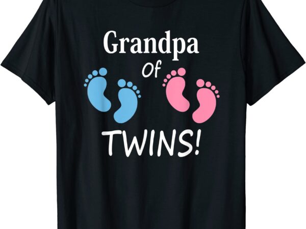 grandpa of boy and girl twins footprint design grandfather t shirt men ...