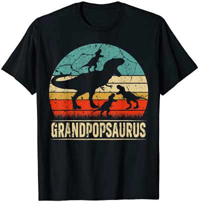 Grandpop dinosaur rex grandpopsaurus 3 kids family matching t shirt men