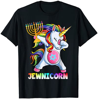 hanukkah dabbing unicorn jewnicorn chanukah jewish xmas t shirt men ...