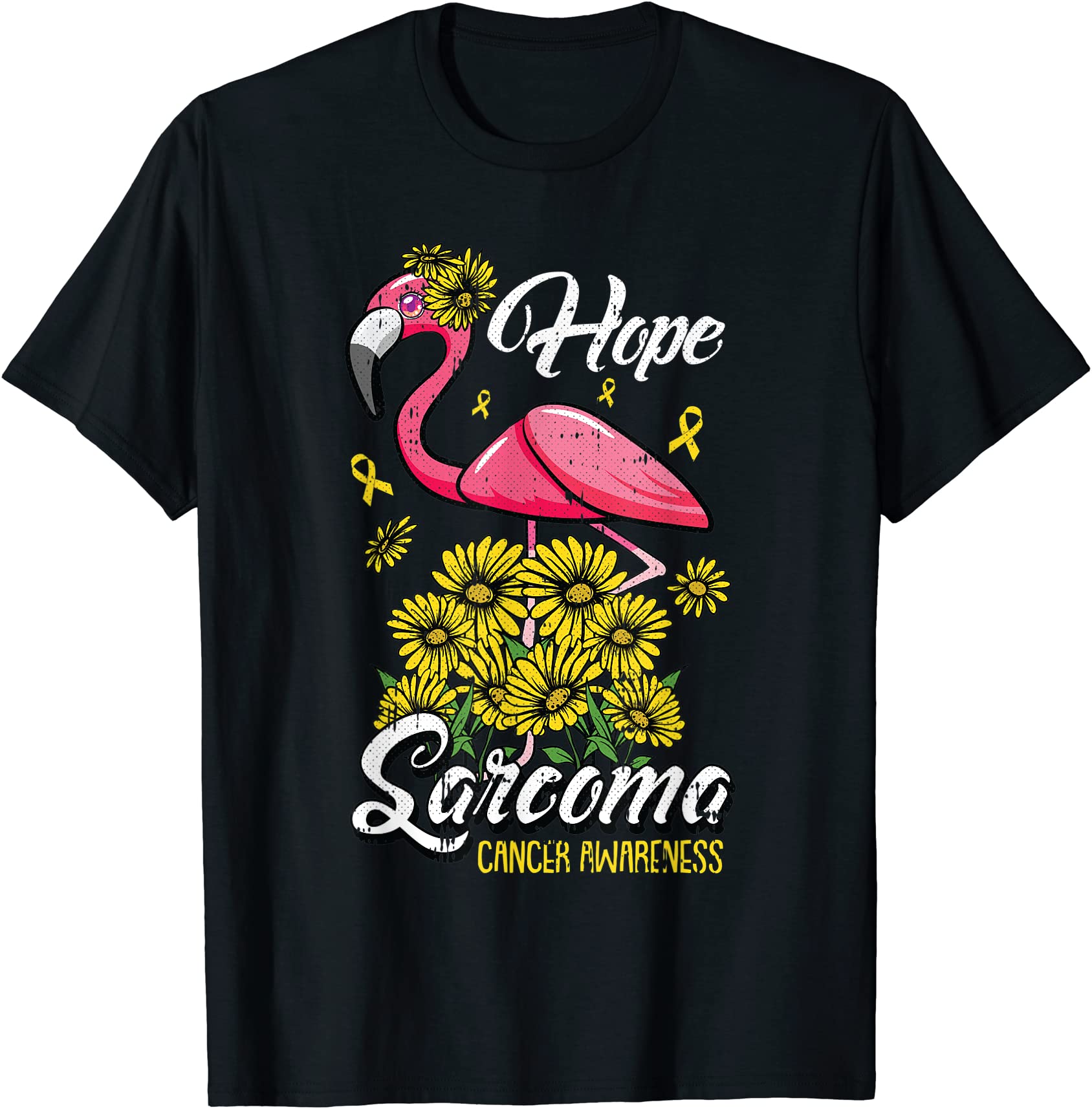 hope sarcoma awareness sunflower flamingo cancer warrior t shirt men ...