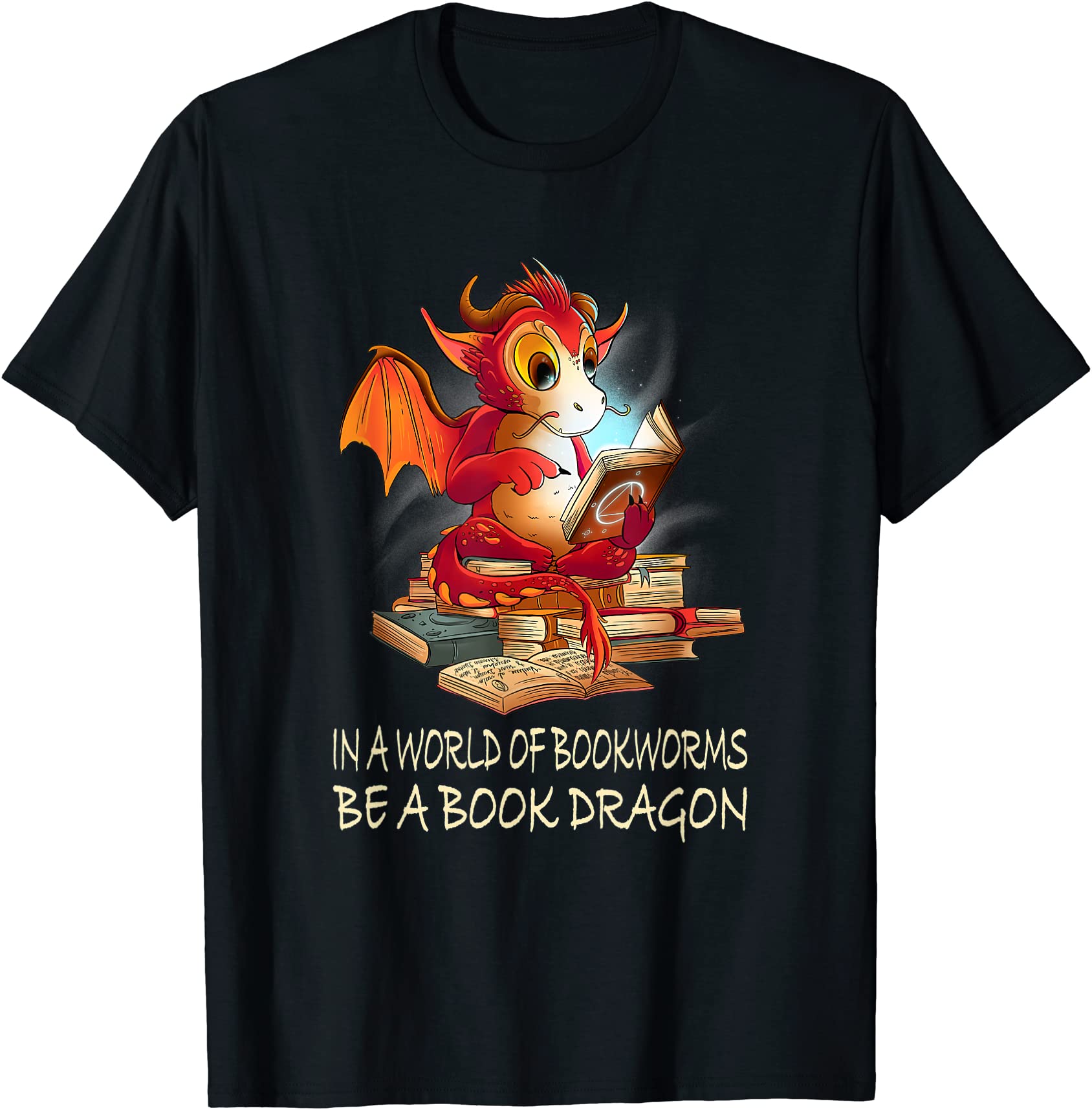 in a world full of bookworms be a book dragon fantasy t shirt men - Buy ...