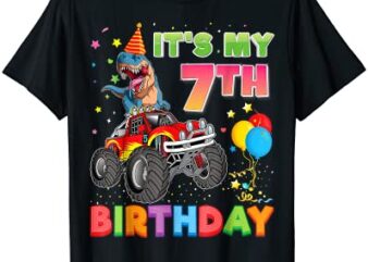 it39s my 7th birthday 7 year old dinosaur monster car truck t shirt men
