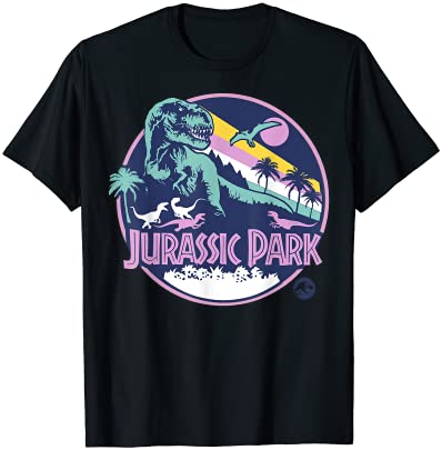 Jurassic park purple retro dinosaur scene t shirt men