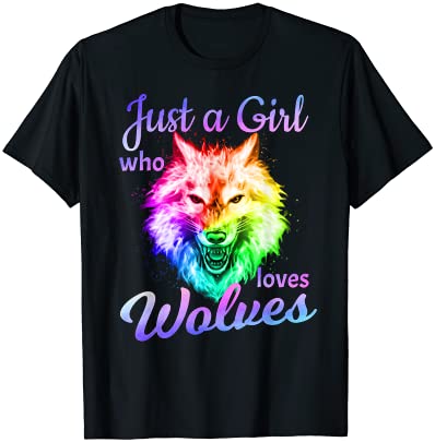 just a girl who loves wolves moon wolf shirt girls women t shirt men ...