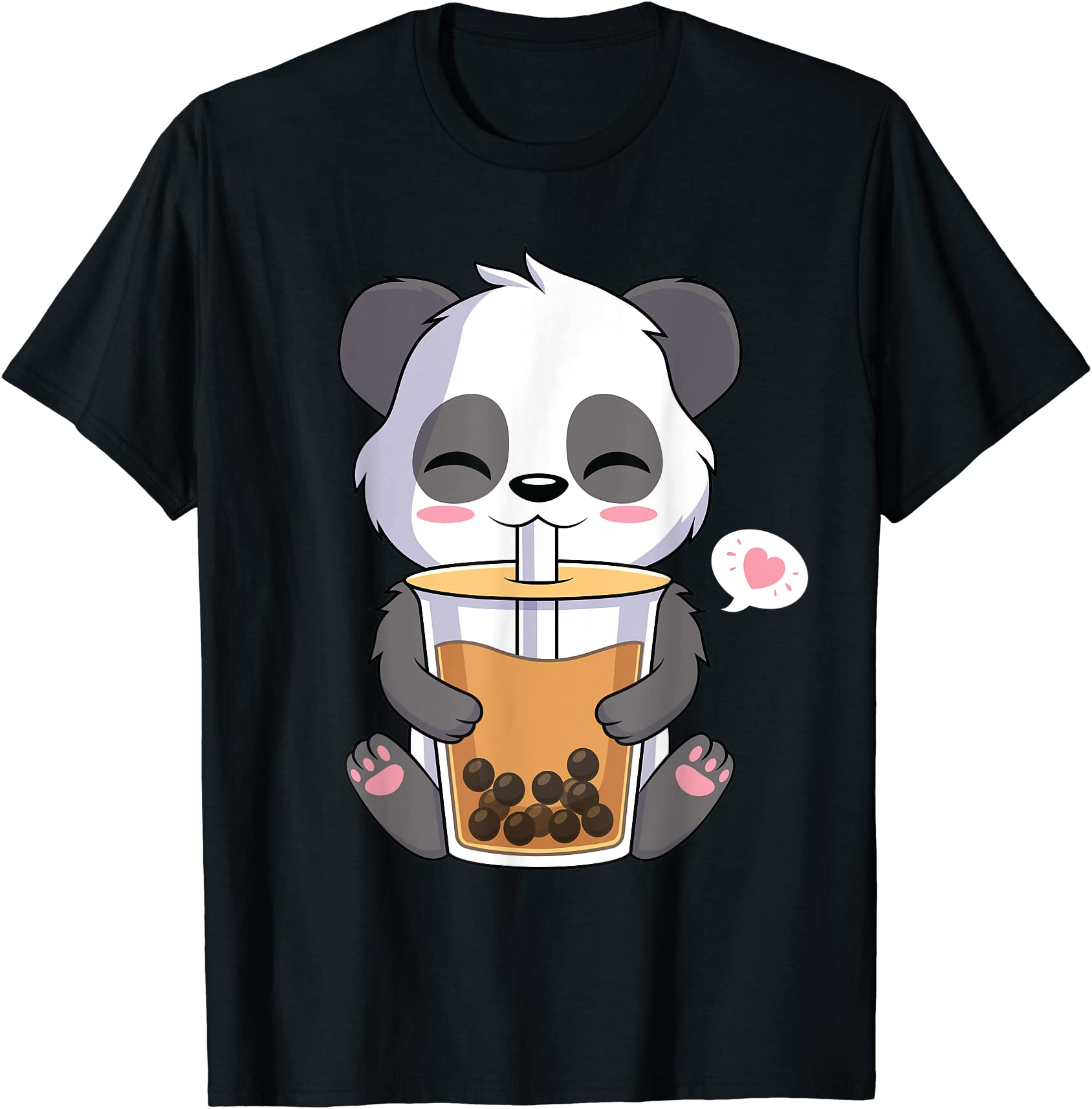 kawaii anime panda drinking boba bubble tea t shirt men - Buy t-shirt ...