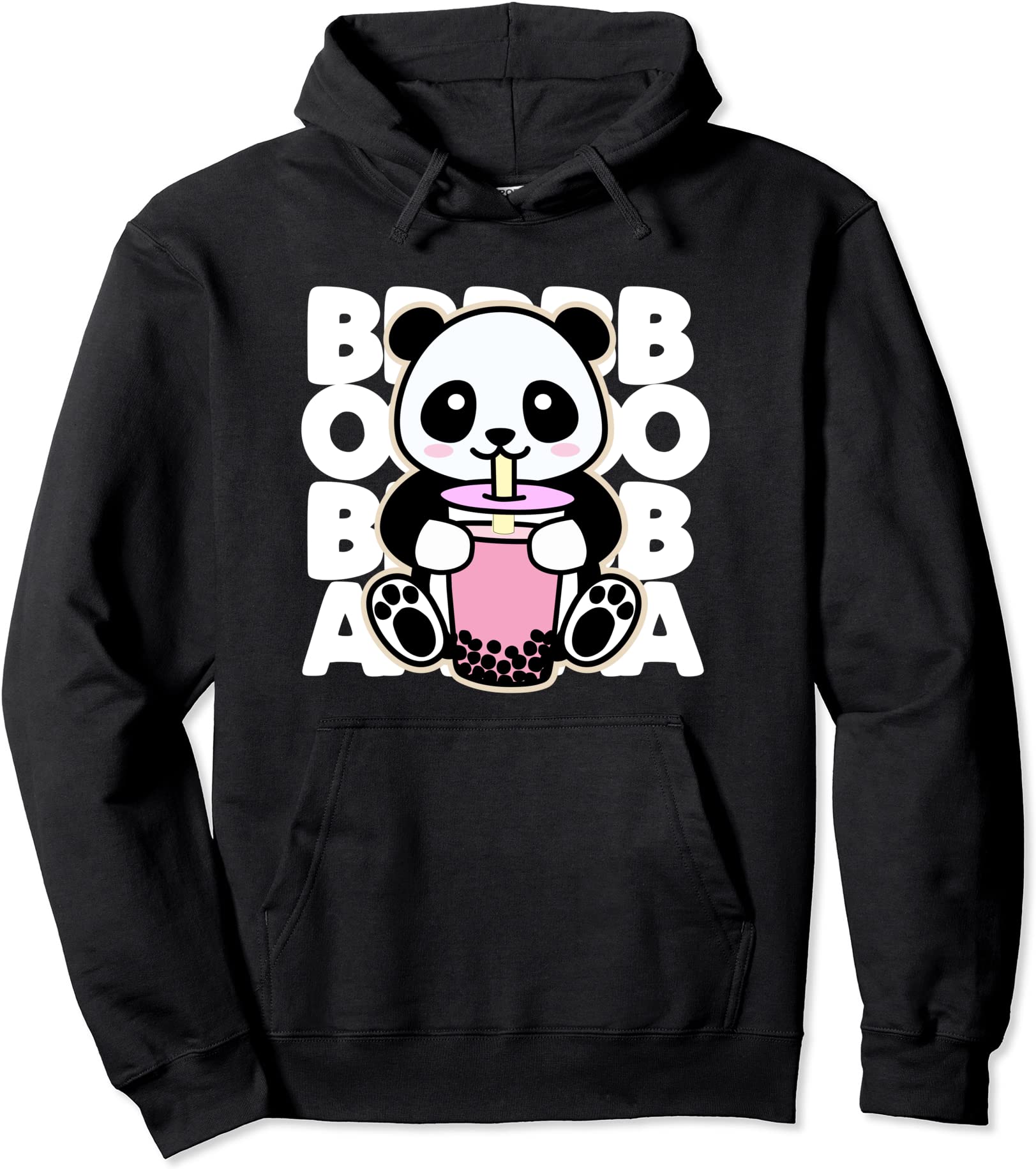 kawaii boba tea cute anime panda kawaii bubble tea drink pullover ...