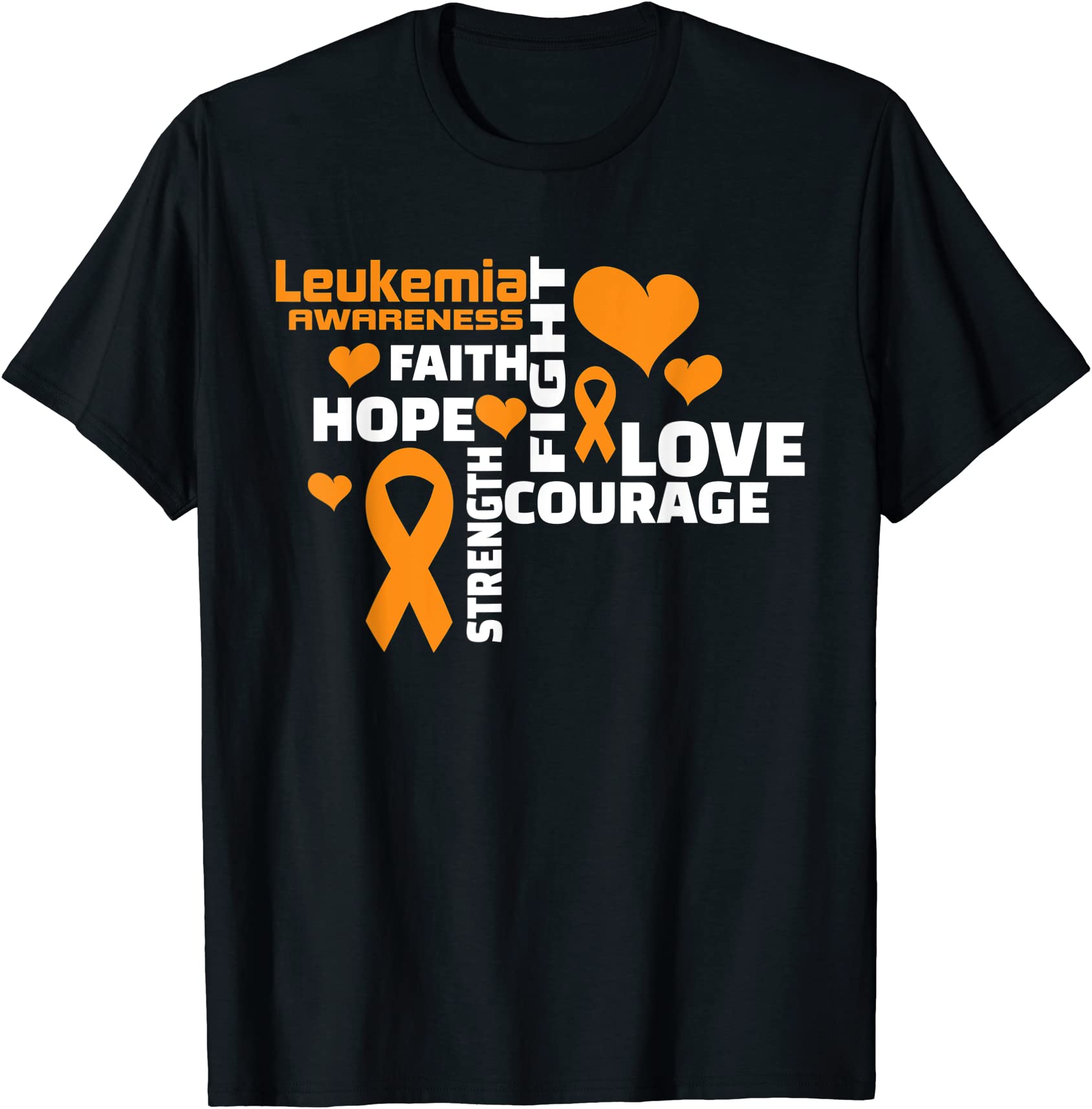 leukemia awareness hope faith fight orange ribbon t shirt men - Buy t ...