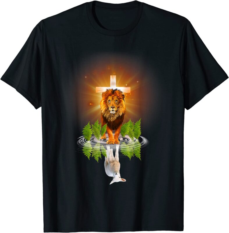 lion lamb jesus picture art gift for christian lion of judah t shirt ...