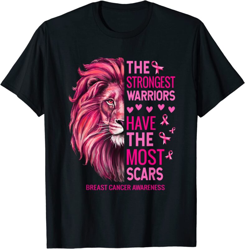 lion the strongest warriors breast cancer awareness support t shirt men