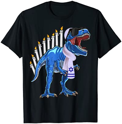 Menorasaurus rex shirt t rex dinosaur hanukkah gift for boys t shirt men