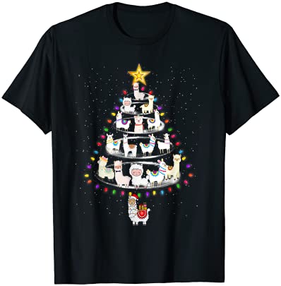 merry christmas xmas 2021 kids boys llama christmas tree t shirt men ...