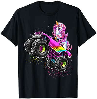 Monster truck unicorn birthday party monster truck girl gift t shirt men