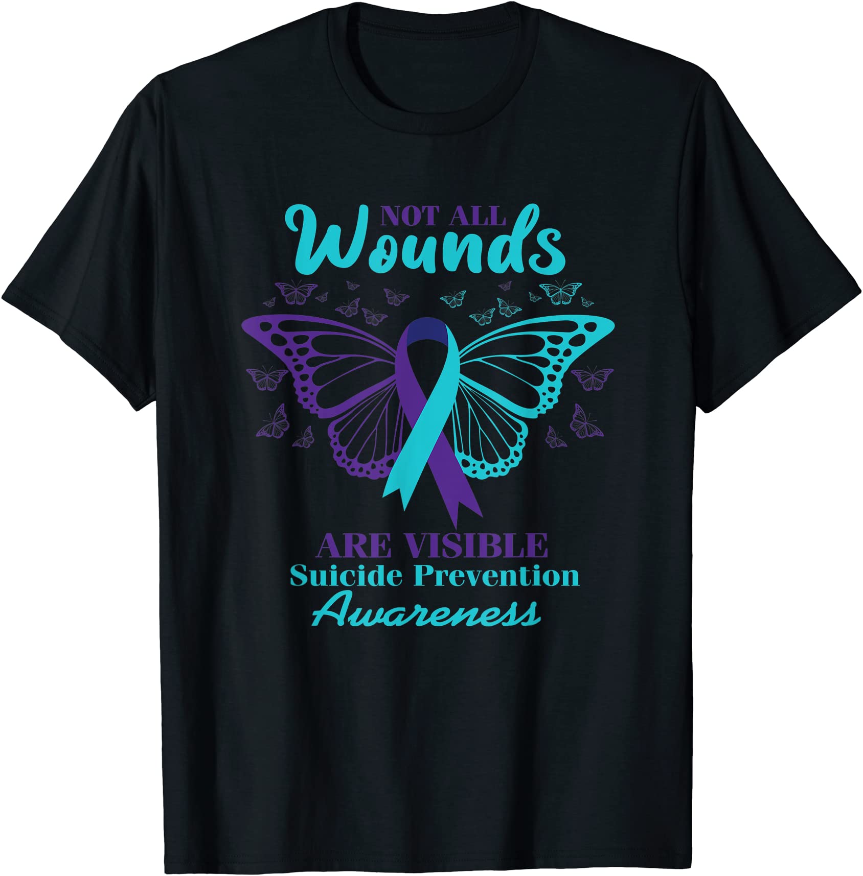 not all wounds are visible suicide awareness mental health t shirt men ...