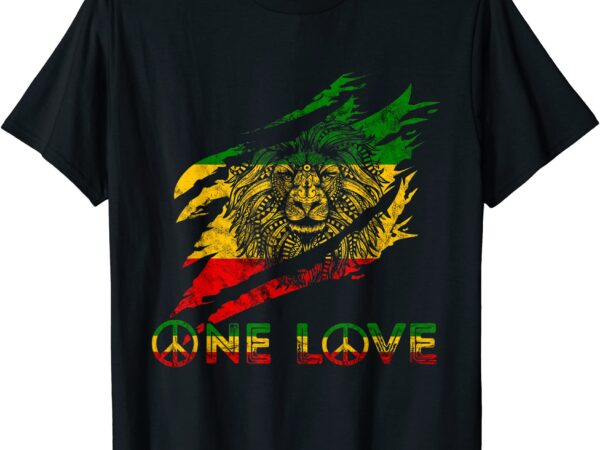 one love reggae lion of judah claw rastafari roots lion t shirt men ...