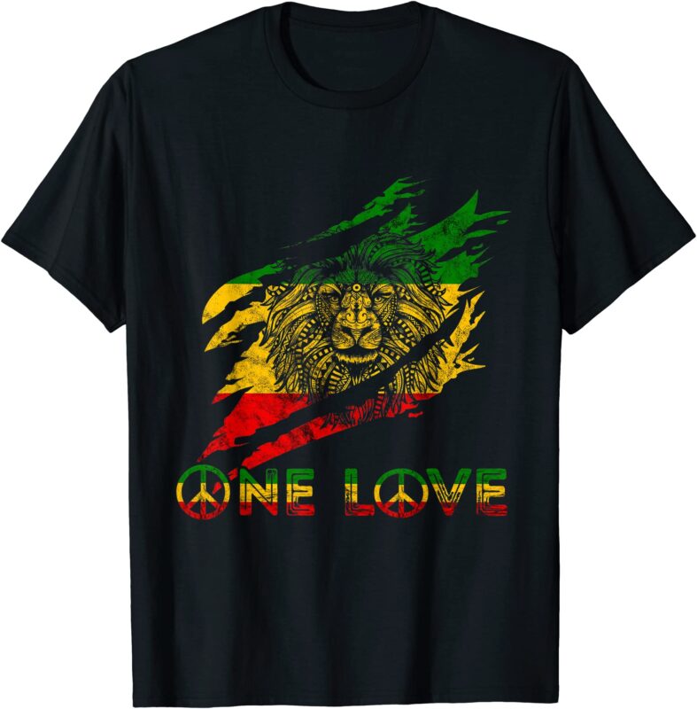 one love reggae lion of judah claw rastafari roots lion t shirt men ...