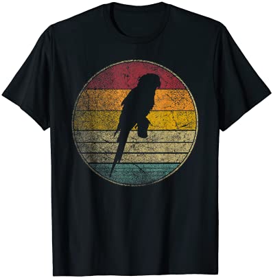 Parrot bird vintage distressed retro style silhouette 70s t shirt men