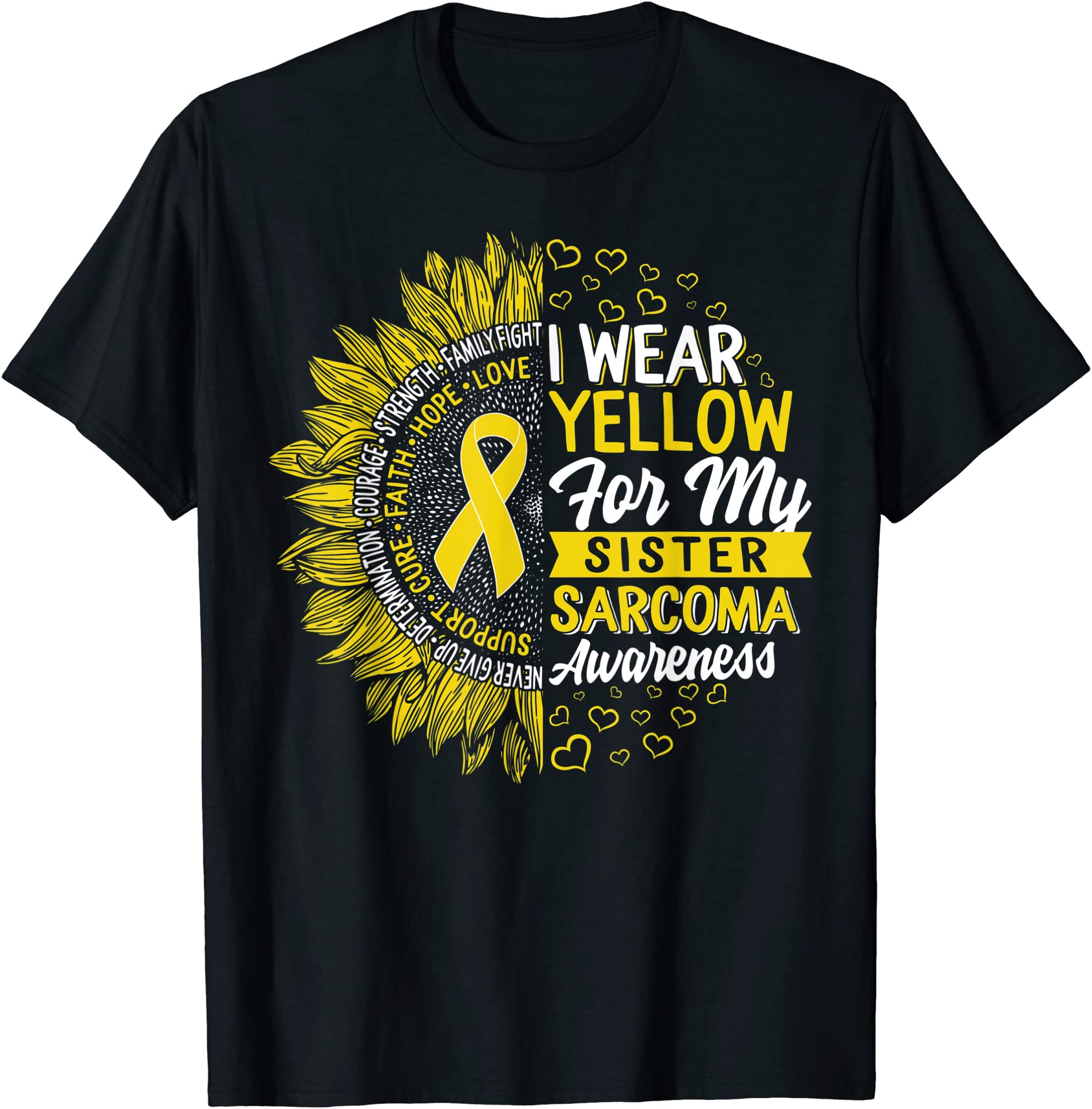 sarcoma bone cancer awareness i wear yellow for my sister t shirt men ...