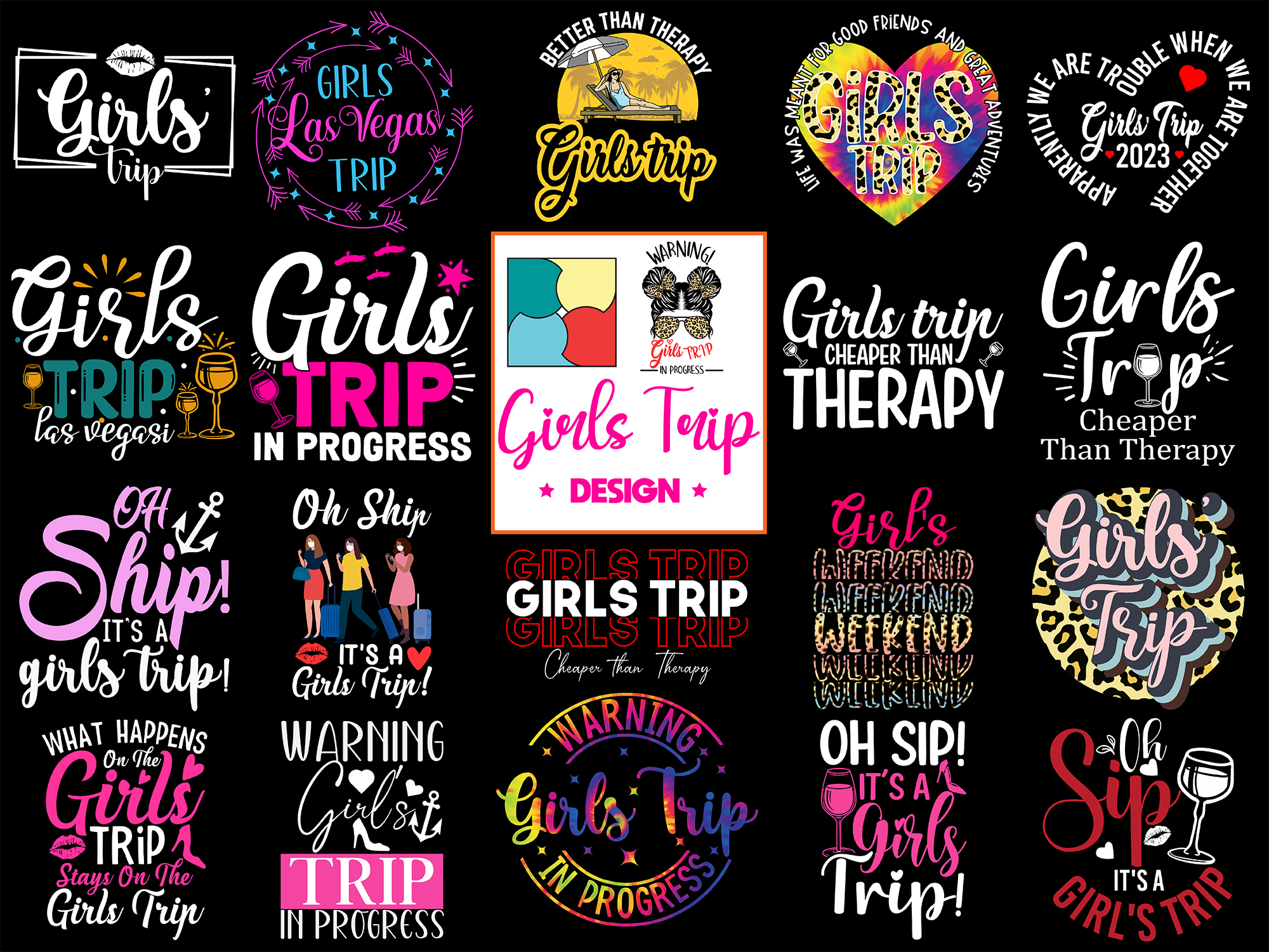 Girls trip sublimation tumbler wrap bundle