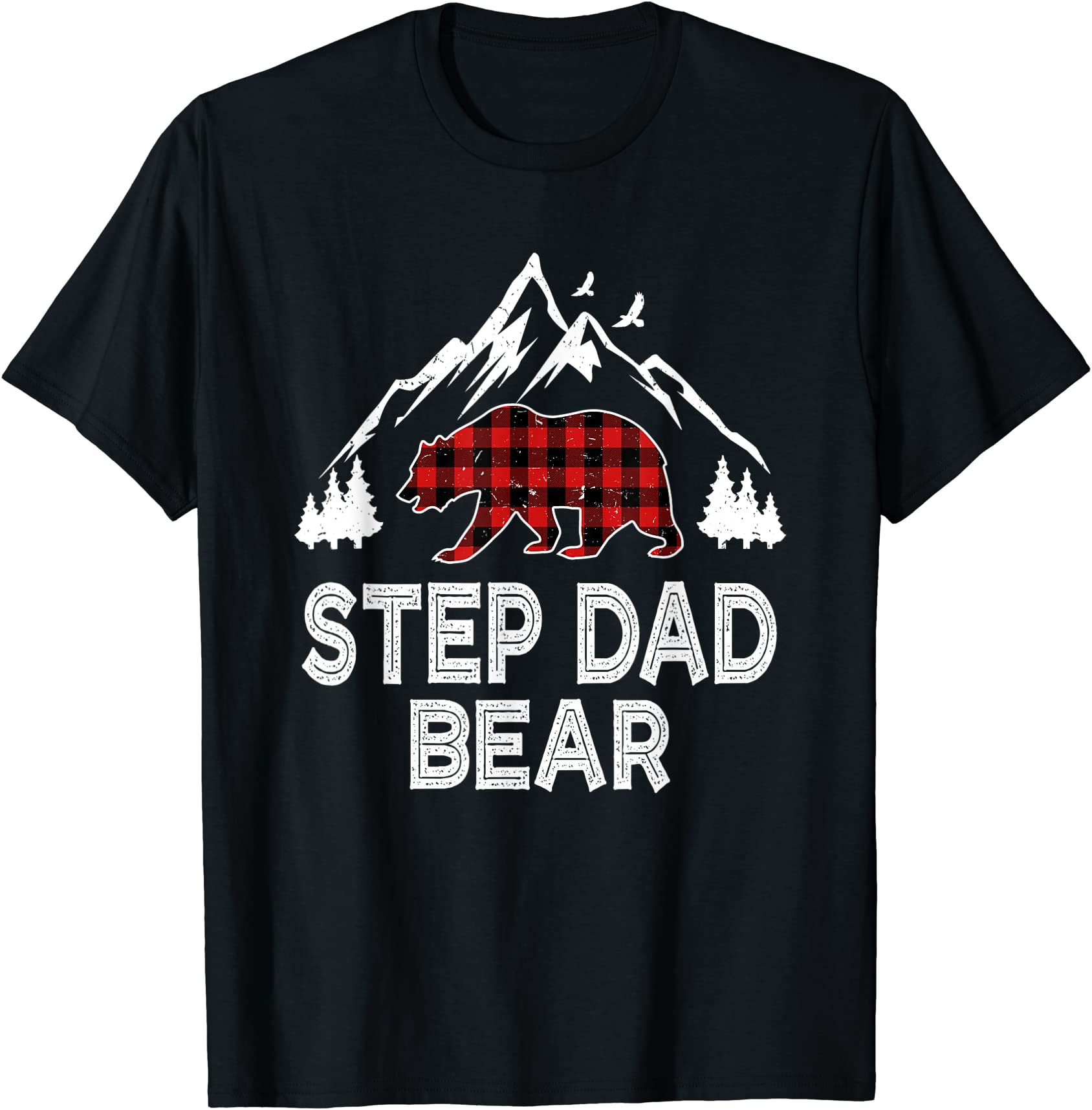 step dad bear christmas pajama red plaid buffalo family gift t shirt ...