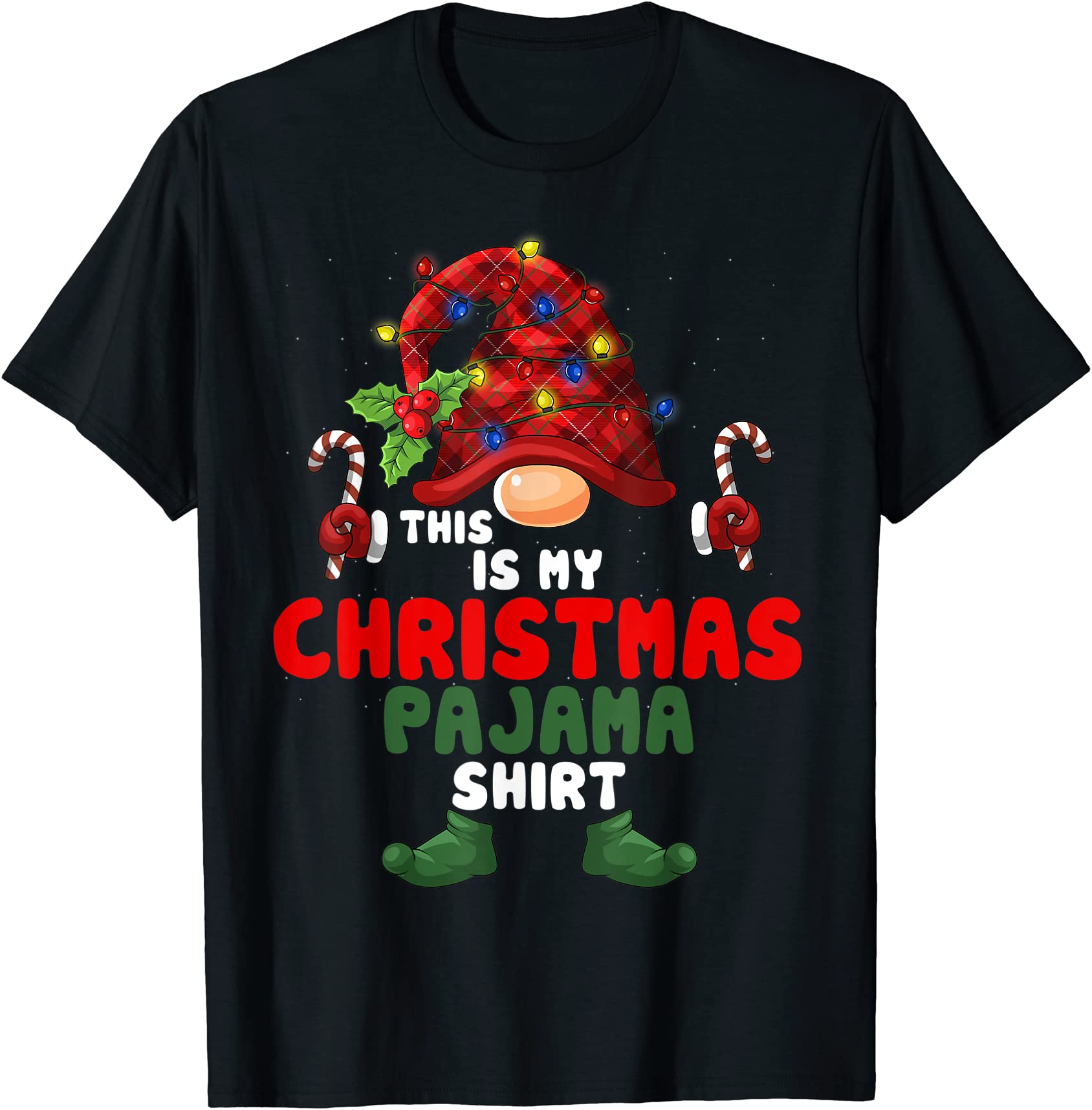 this is my christmas pajama gnome lights christmas red plaid t shirt ...