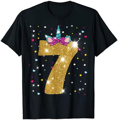 Unicorn 7th birthday girl seven 7 years old t shirt men