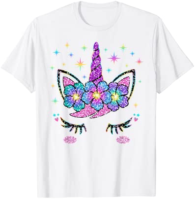 Unicorn costume rainbow face girls t shirt men