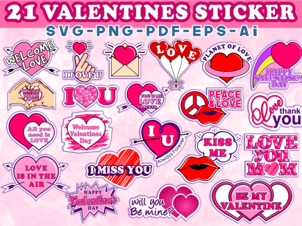 Retro Cute Valentine Stickers Pack - Cute Valentines Day Gift Idea