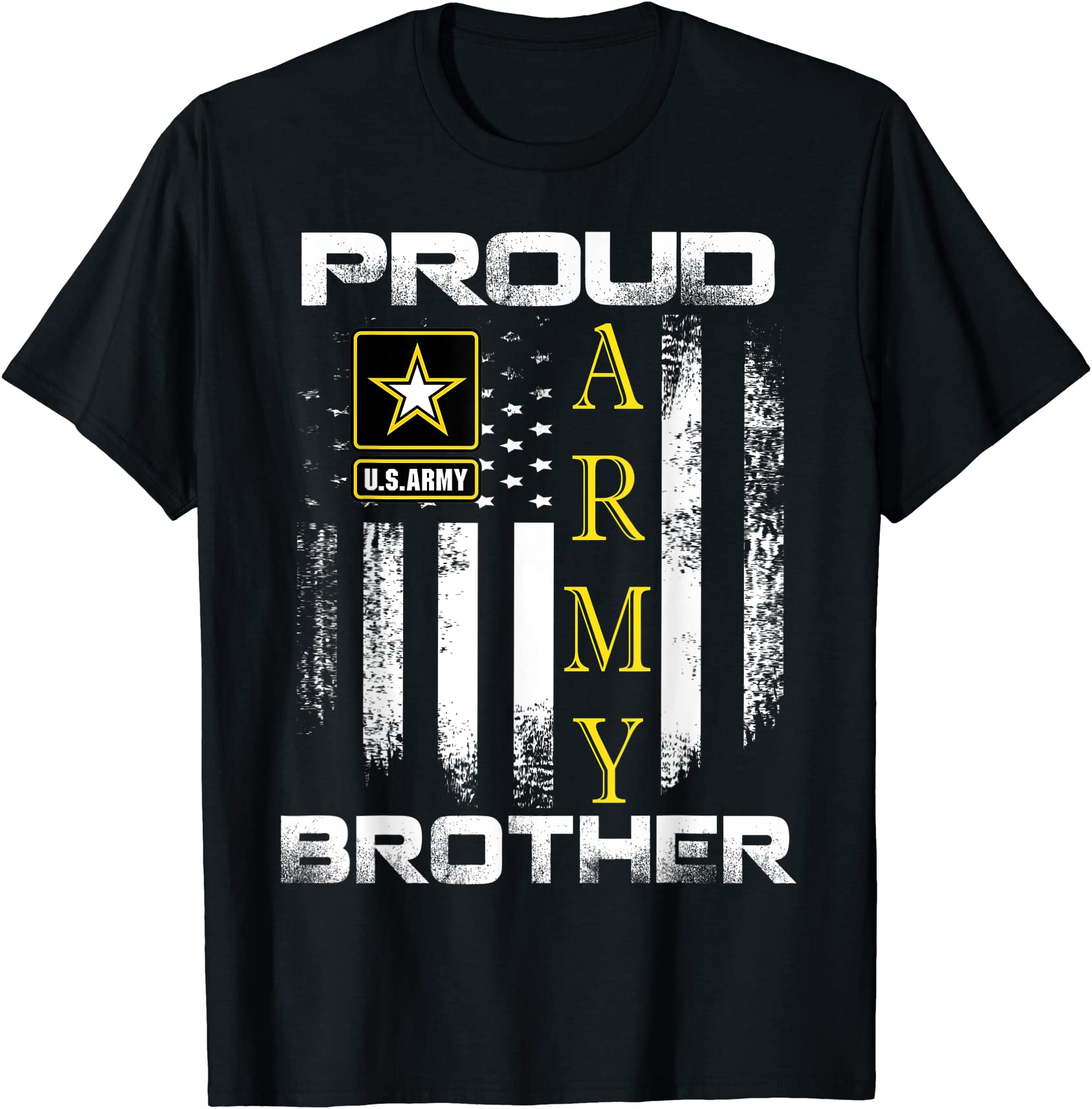 vintage proud army brother with american flag gift t shirt men - Buy t ...