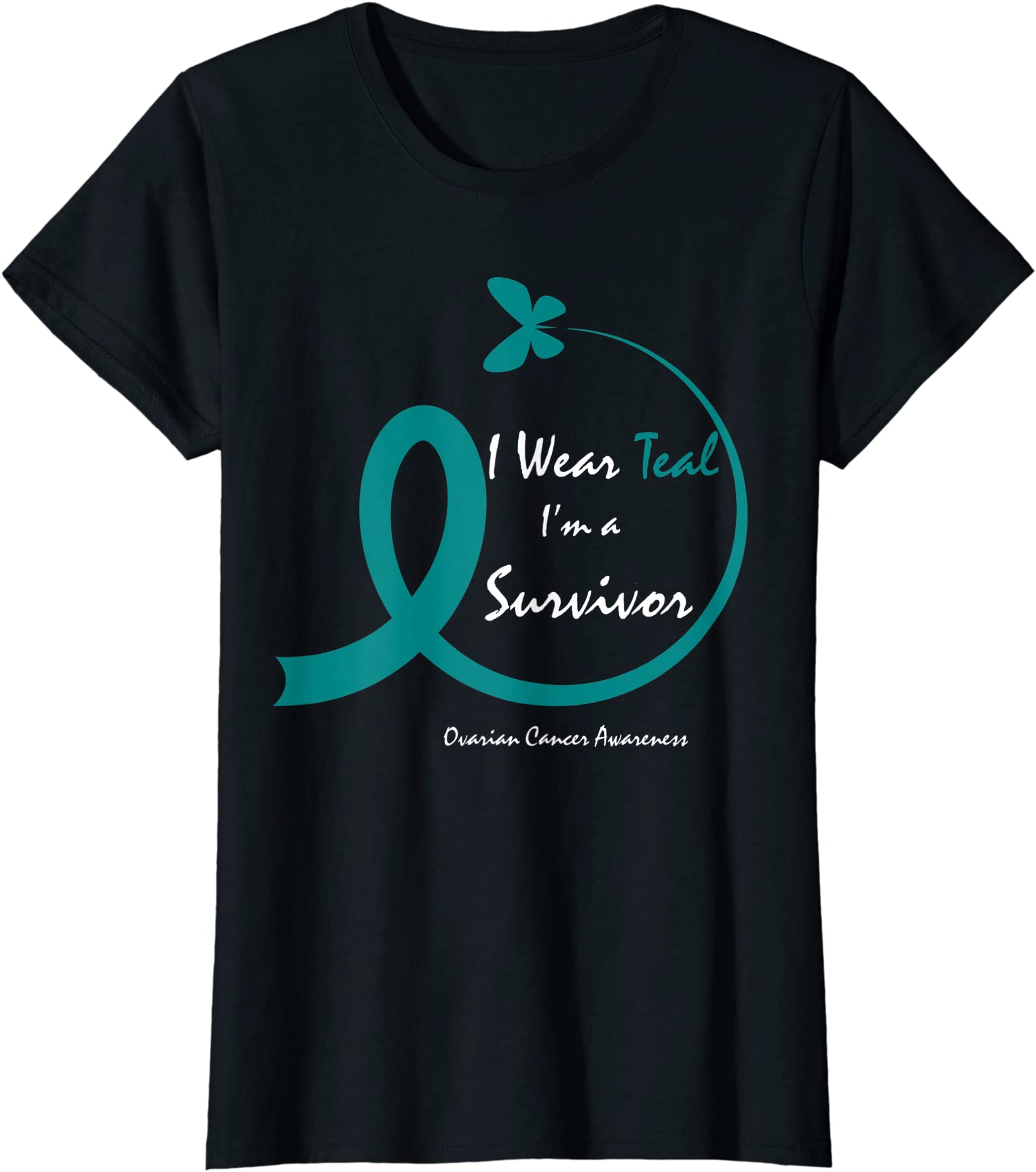 womens cute ovarian cancer survivor gifts teal butterfly awareness t ...