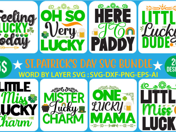 St.patrick’s day svg bundle t shirt template vector