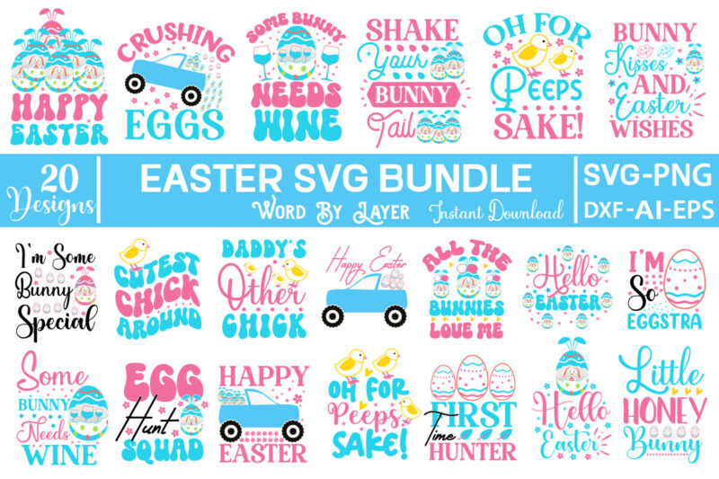 Easter T-Shirt Design Bundle Happy Easter SVG Bundle, Easter SVG, Easter quotes, Easter Bunny svg, Easter Egg svg, Easter png, Spring svg, Cut Files for Cricut,Easter SVG Bundle, Happy Easter