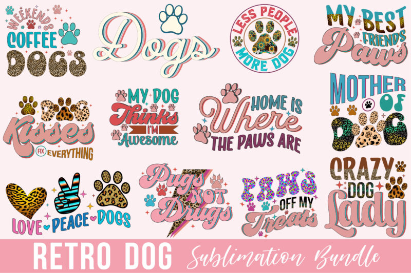 Retro Dog Sublimation Bundle - Buy t-shirt designs